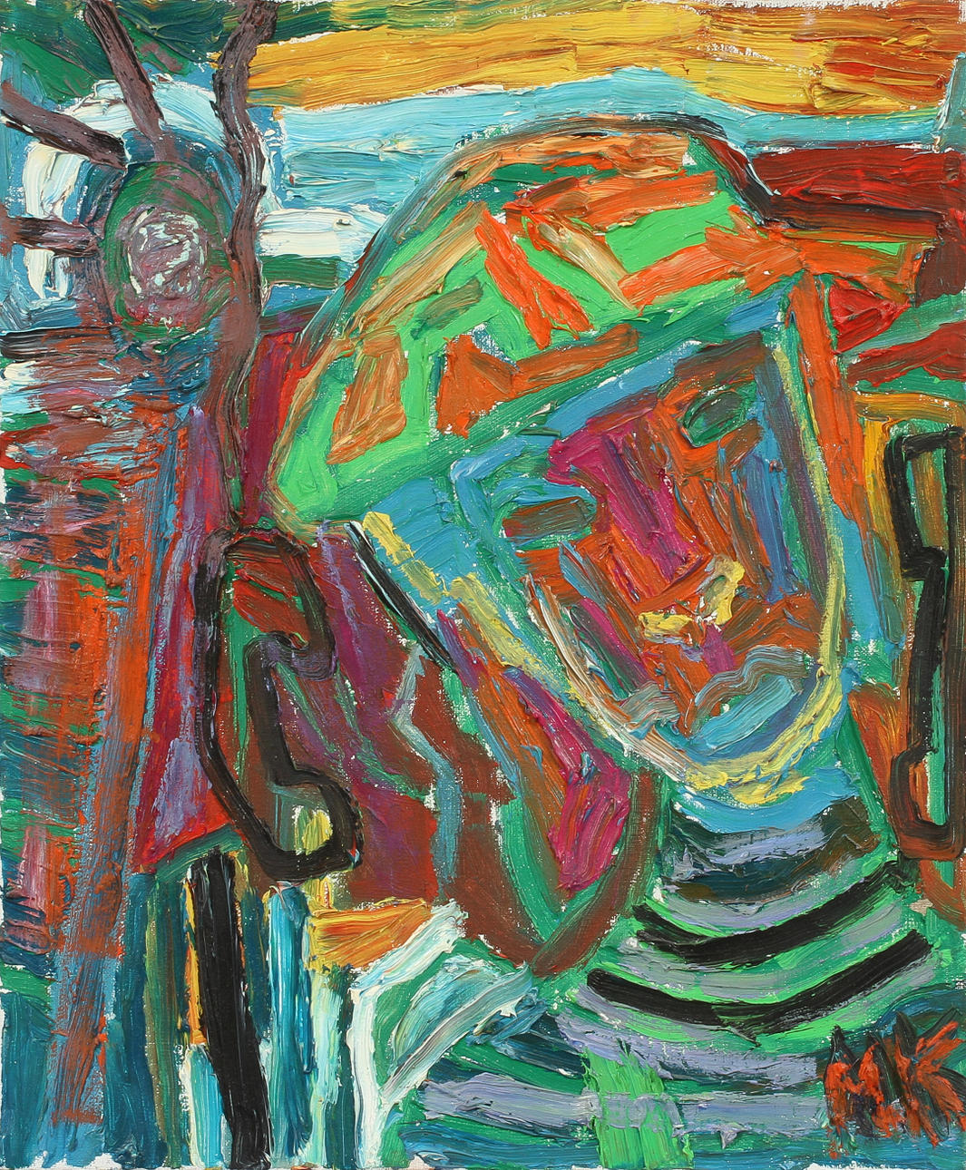 MAURITZ KARSTRÖM (1962-2005). Telefonmannen, olja på duk, sign.