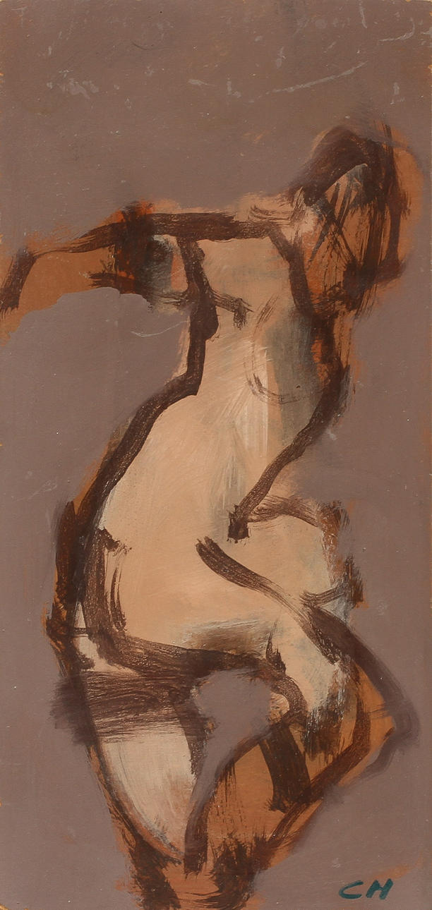 CLAES HAKENÄS. Figur, olja på pannå, sign.