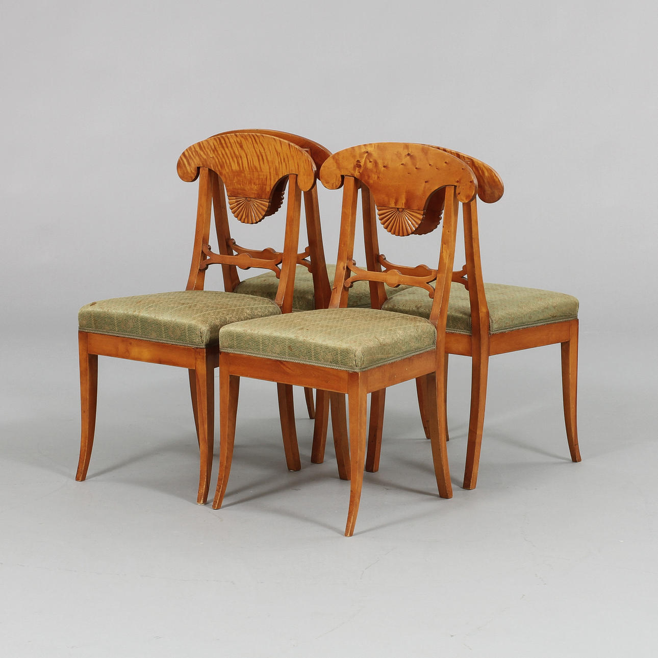 STOLAR, björk, 4 st, Karl Johan, 1800-tal.