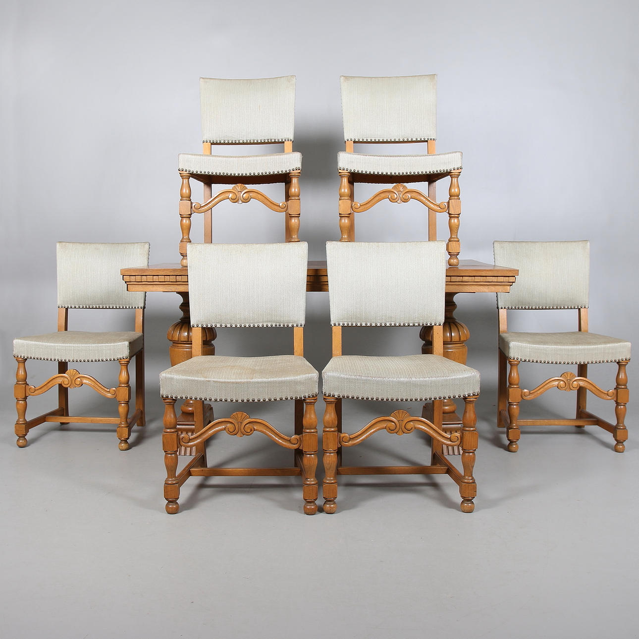 BIBLIOTEKSBORD med 6 STOLAR, 1900-talets början.