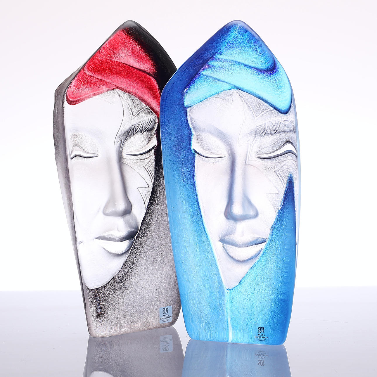 MATS JONASSON. "Batzeba", glass block, 2 pcs, Målerås, signed.