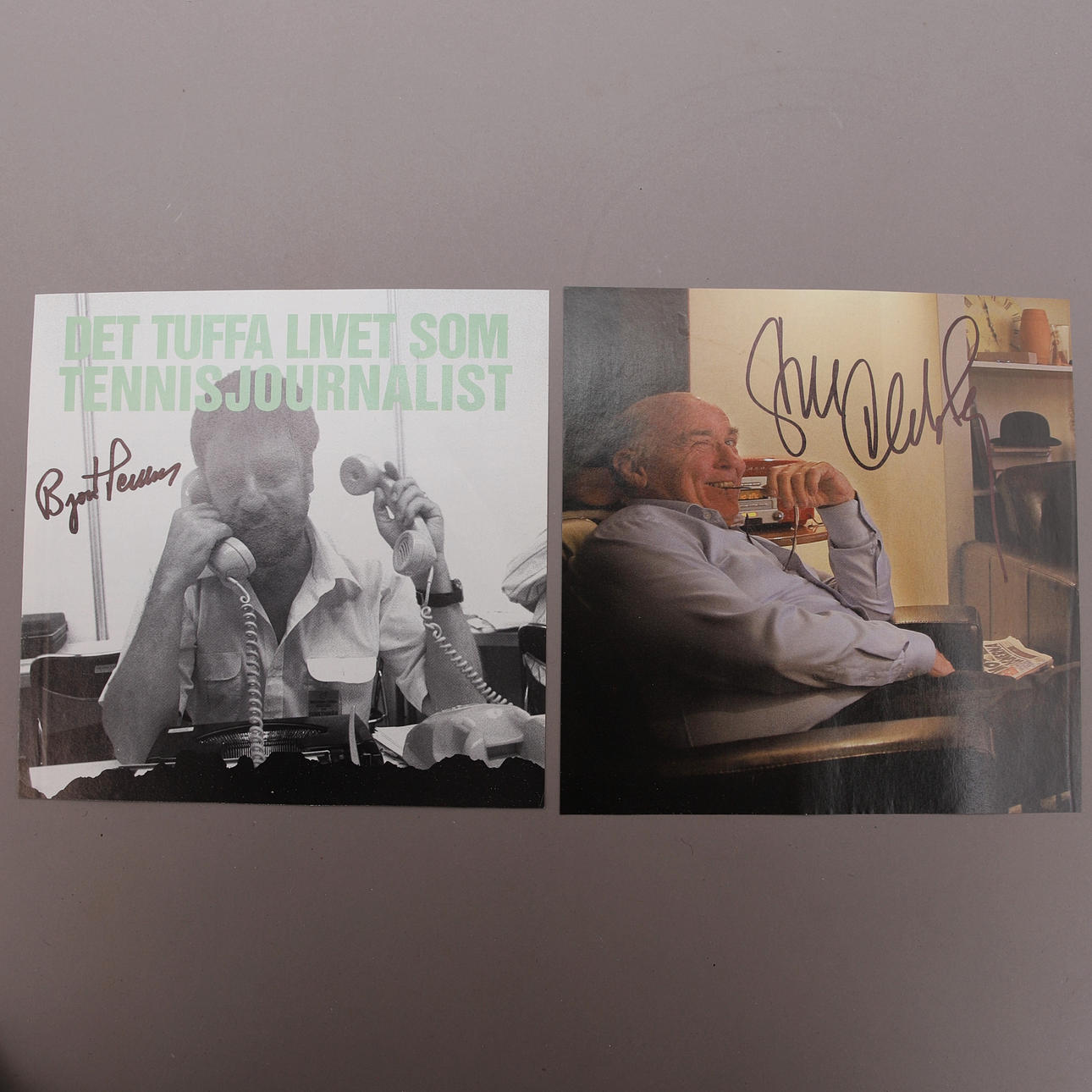 AUTOGRAFER, 2 stk, Björn Hellberg & Ingvar Oldsberg.