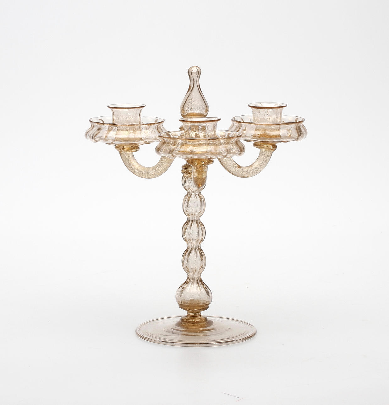 NAPOLEONE MARTINUZZI. TILLSKRIVEN. Kandelaber, glas, "Soffiato", Venini, Murano, Italien, 1920/30-tal.