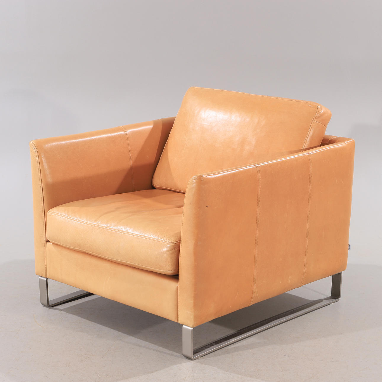 LÆNESTOL, cognacfarvet læder/metal, BoConcept.