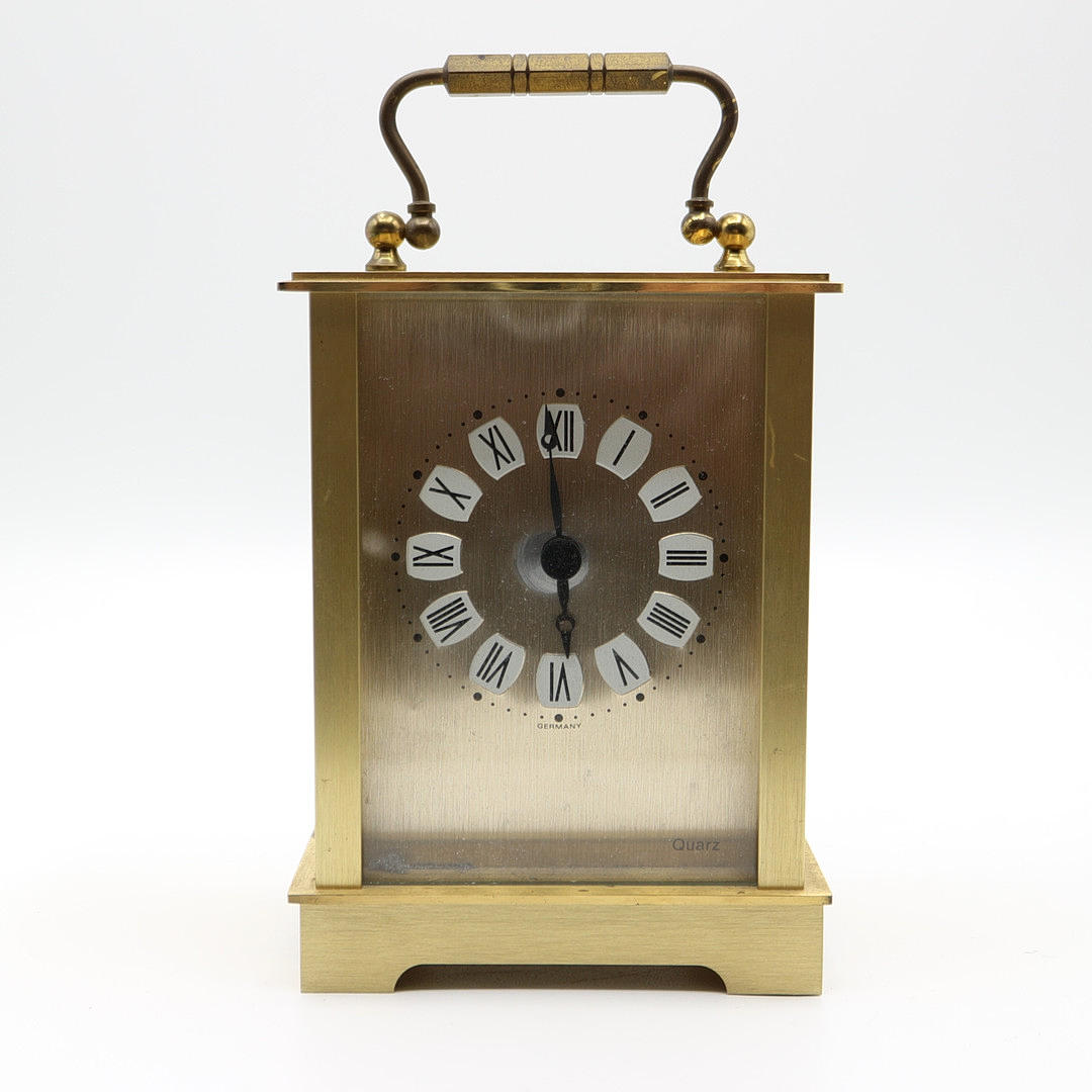 HANHART QUARTZ TABLE CLOCK 1960S BRASS.