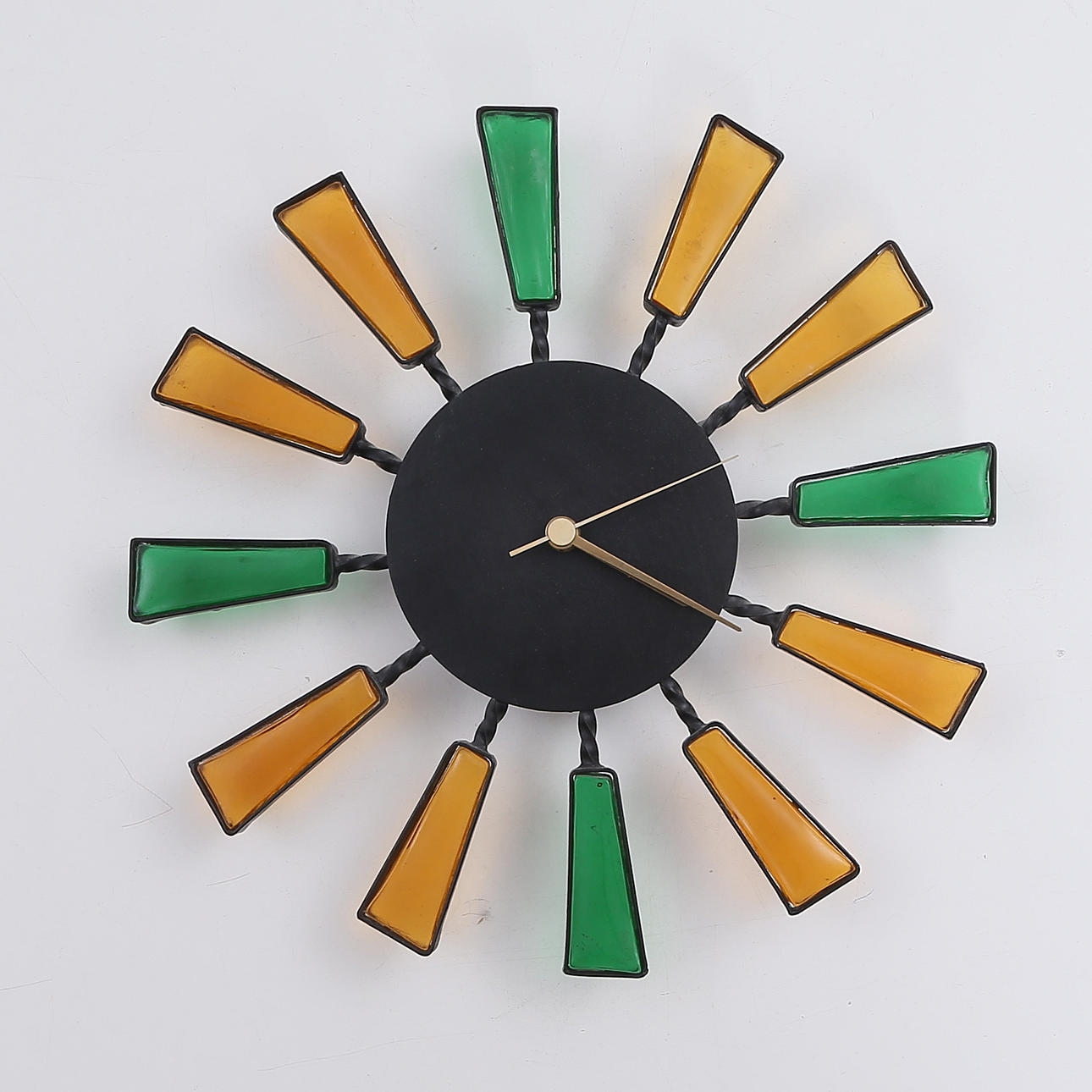 WANDUHR, Schmiedeeisen/Glas, 1900er.