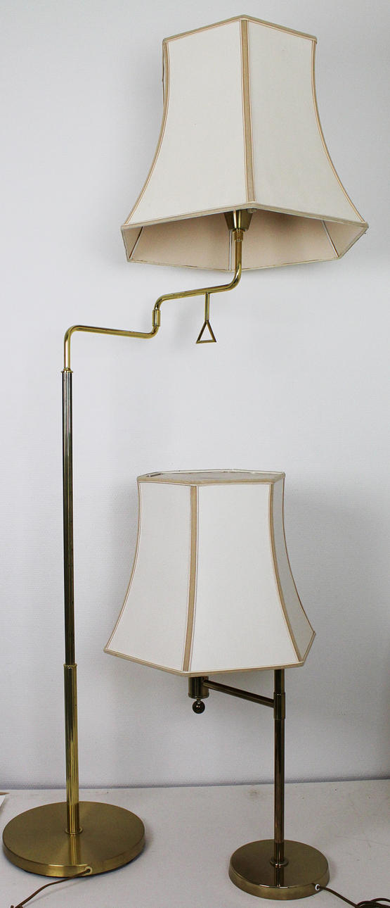 Golvlampa och bordslampa, mässing.