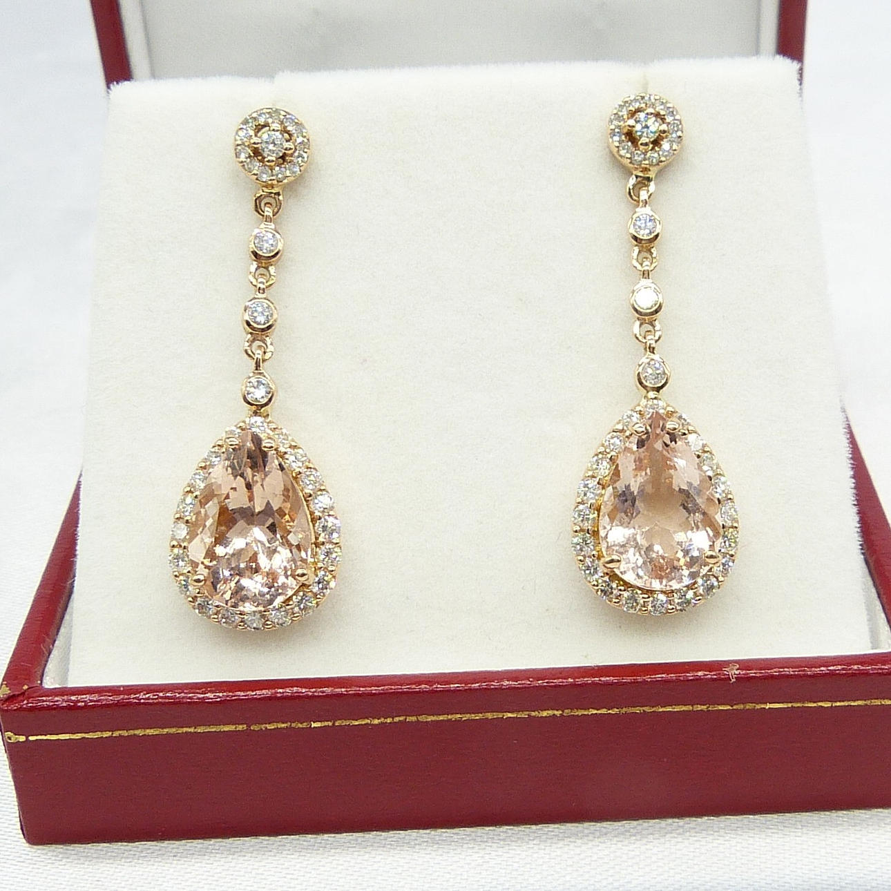 ROSÉGULD MORGANIT & DIAMANT ÖRHÄNGEN.