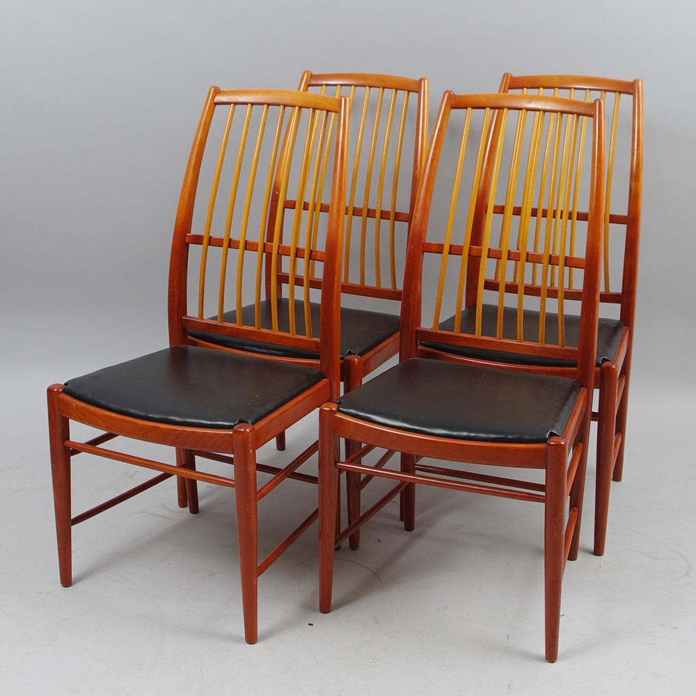 MATSALSSTOLAR, 4 stycken, mahogny/konstläder, David Rosén.