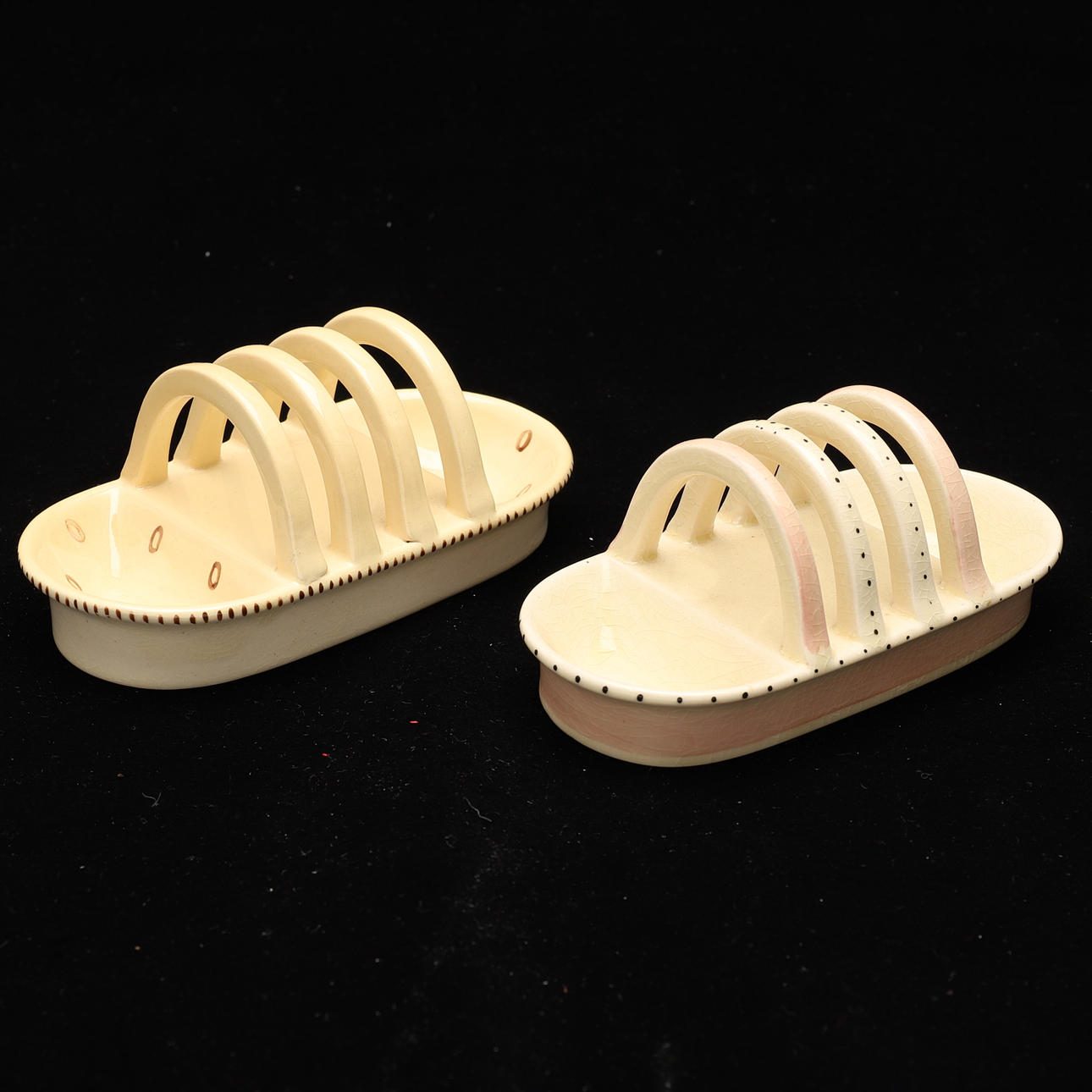 SUSIE COOPER FOR CROWN WORKS BURSLEM. TWO BREAKFAST TOAST RACKS.