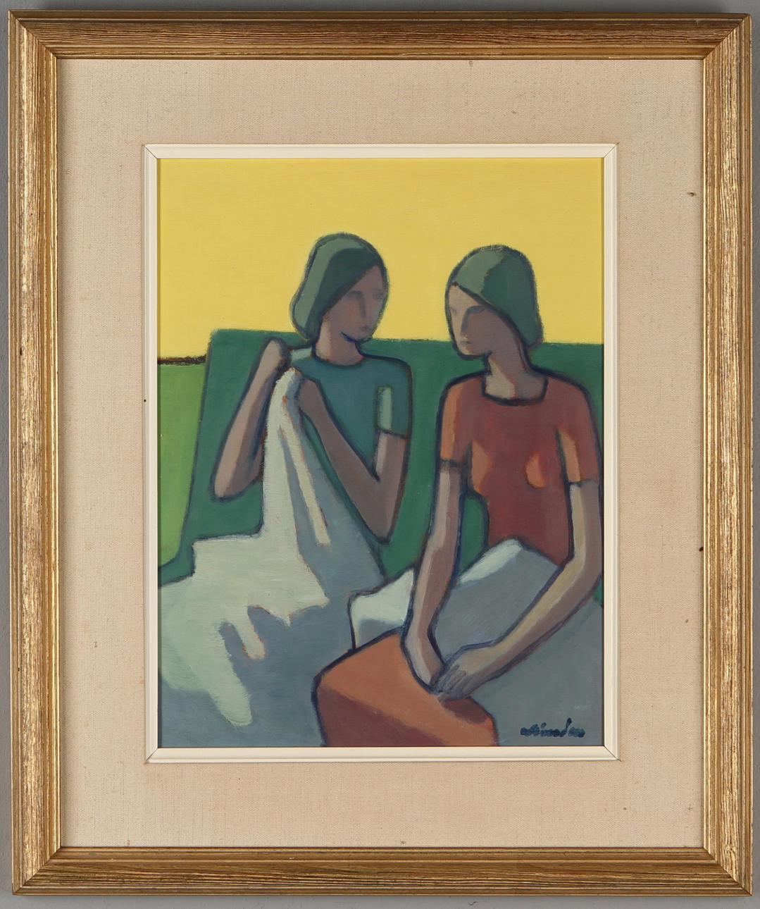 HELGE LINDÉN. Kvinnostudie, olja på pannå, signerad.