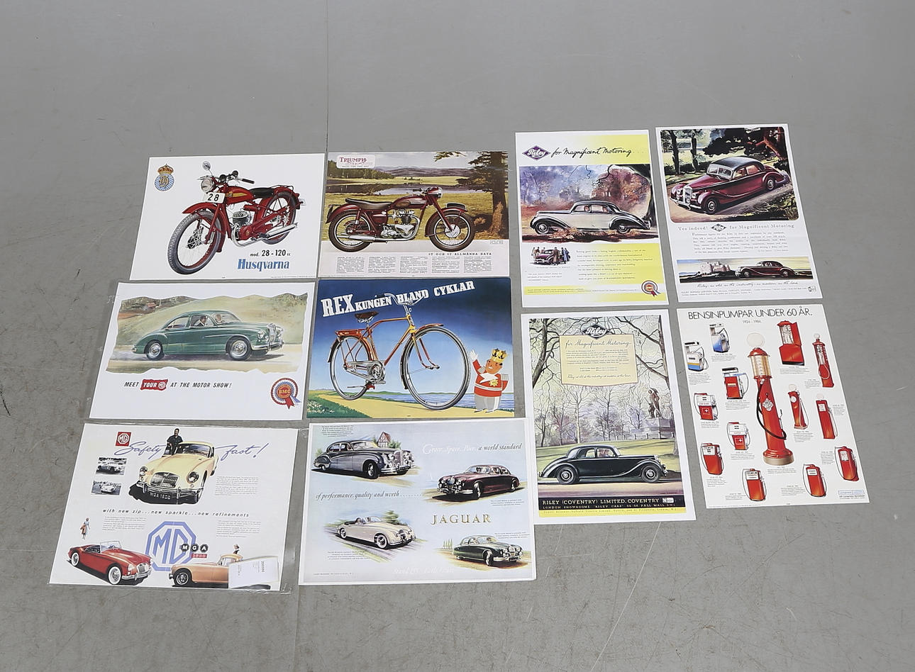 REKLAMPLANSCHER, 9 st, cyklar och motorer.