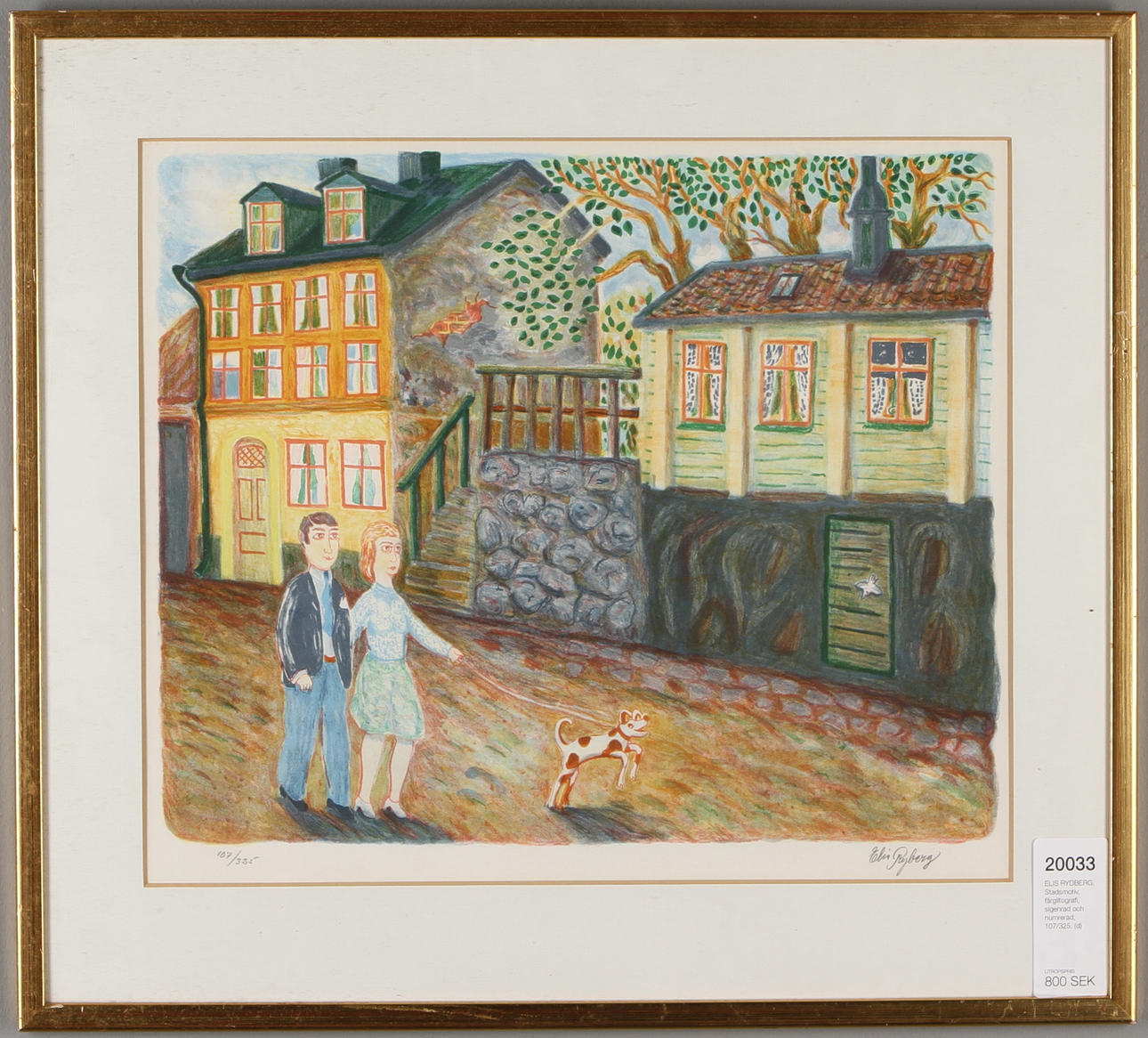 ELIS RYDBERG. Stadsmotiv, färglitografi, signerad och numrerad, 107/325.