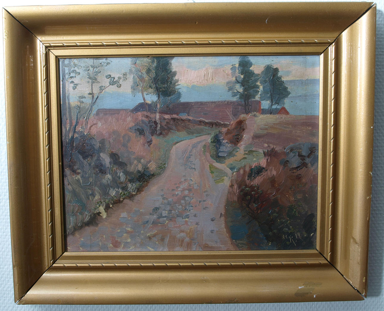 CARL GUSTAV RAHMBERG. Olja på duk, Enslig landsväg, signerad C.G.R.