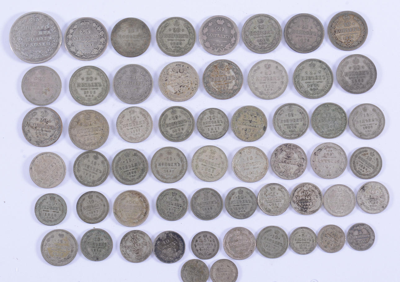 SAMLING SØLVMØNTER, Rusland, 1813–1916.