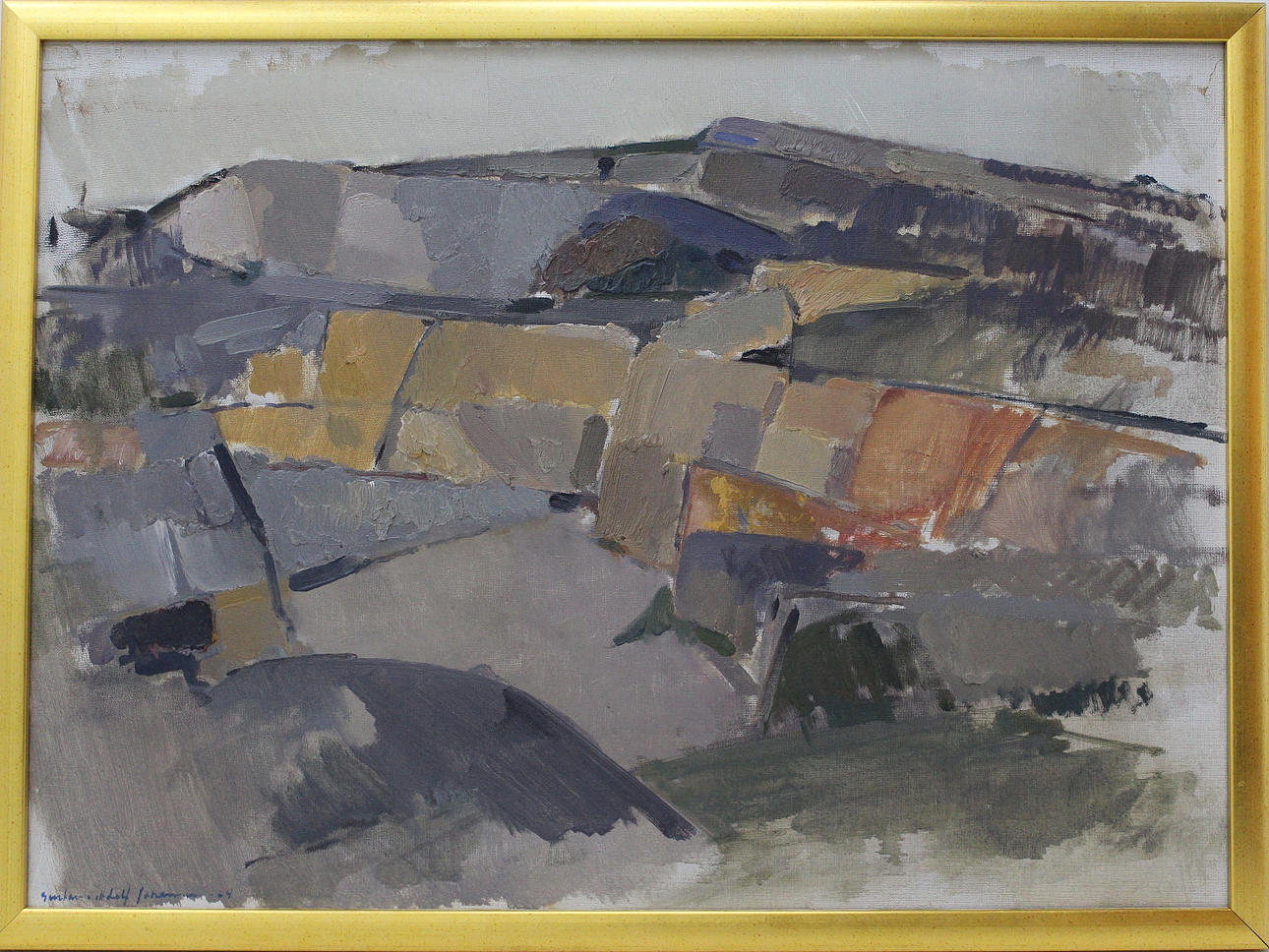 GUSTAV ADOLF  JOHANSSON. olja på duk, stenbrott i Bohuslän, signerad.