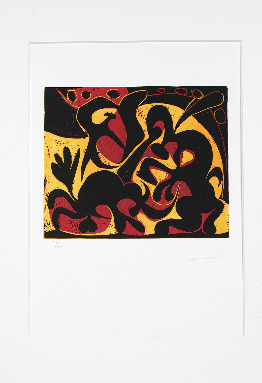 PABLO PICASSO. Efter. Komposition, litografiskt tryck, S.P.A.D.E.M.