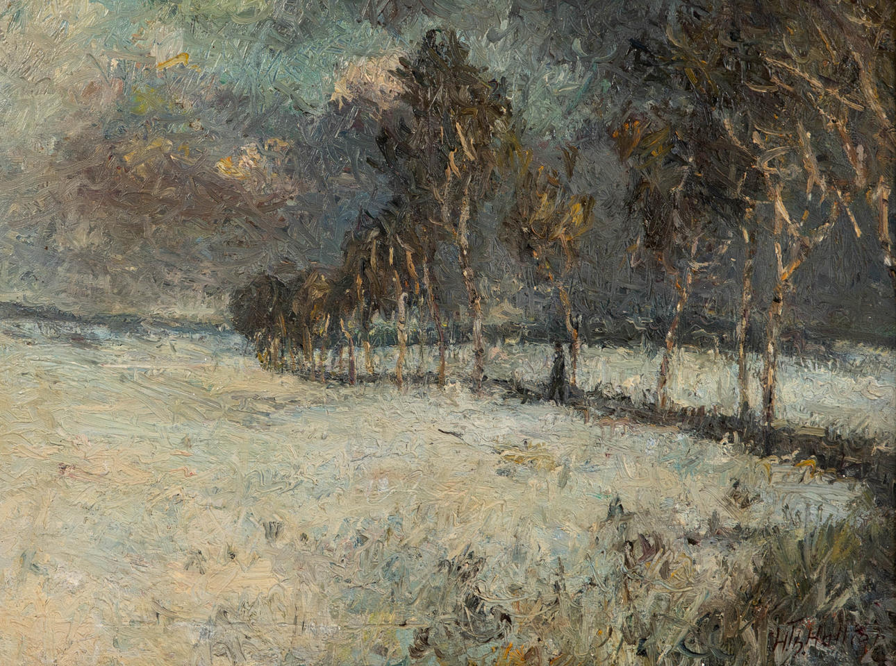 THEODOR HALLIER (1908-1982). Birken im Schnee.