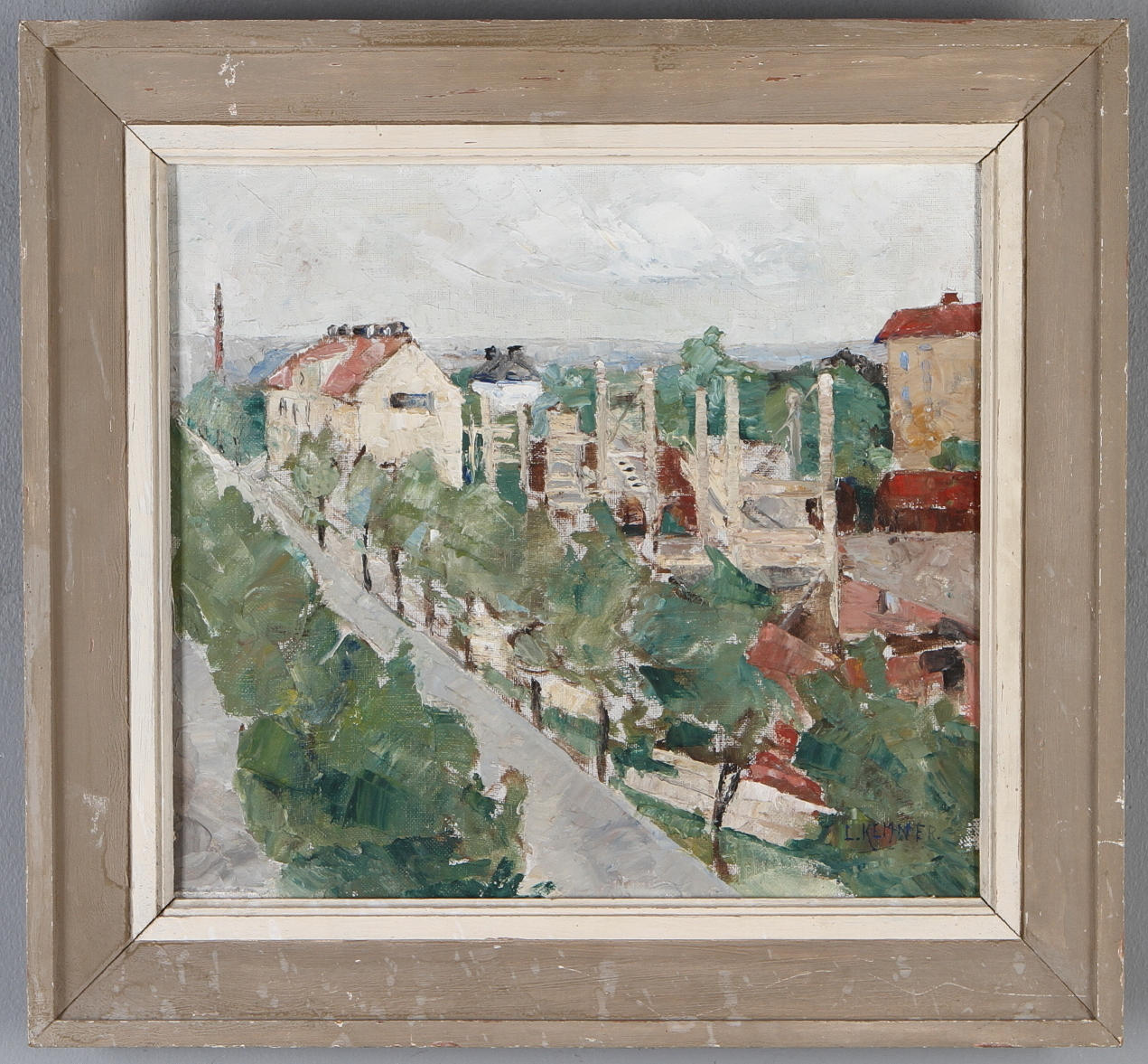 LARS KEMNER. Stadsbild, olja på duk, signerad.