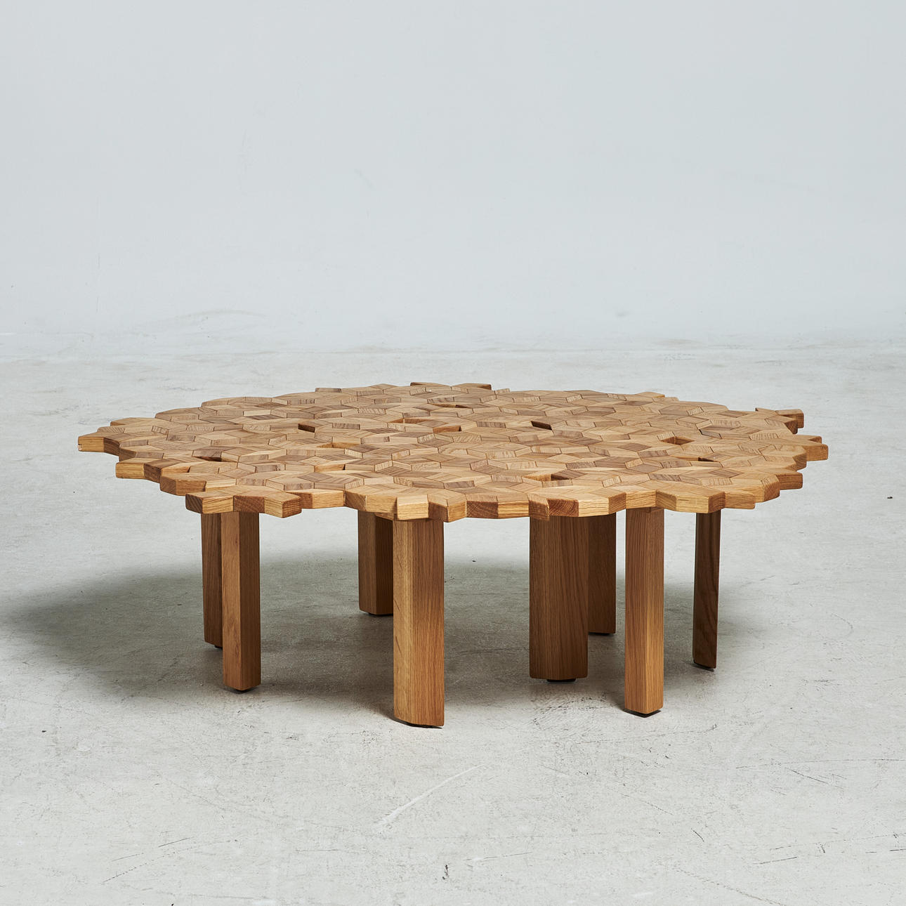 JASNA MUJKIC. COFFEE TABLE, "Ombra", for Zanat, oiled oak.