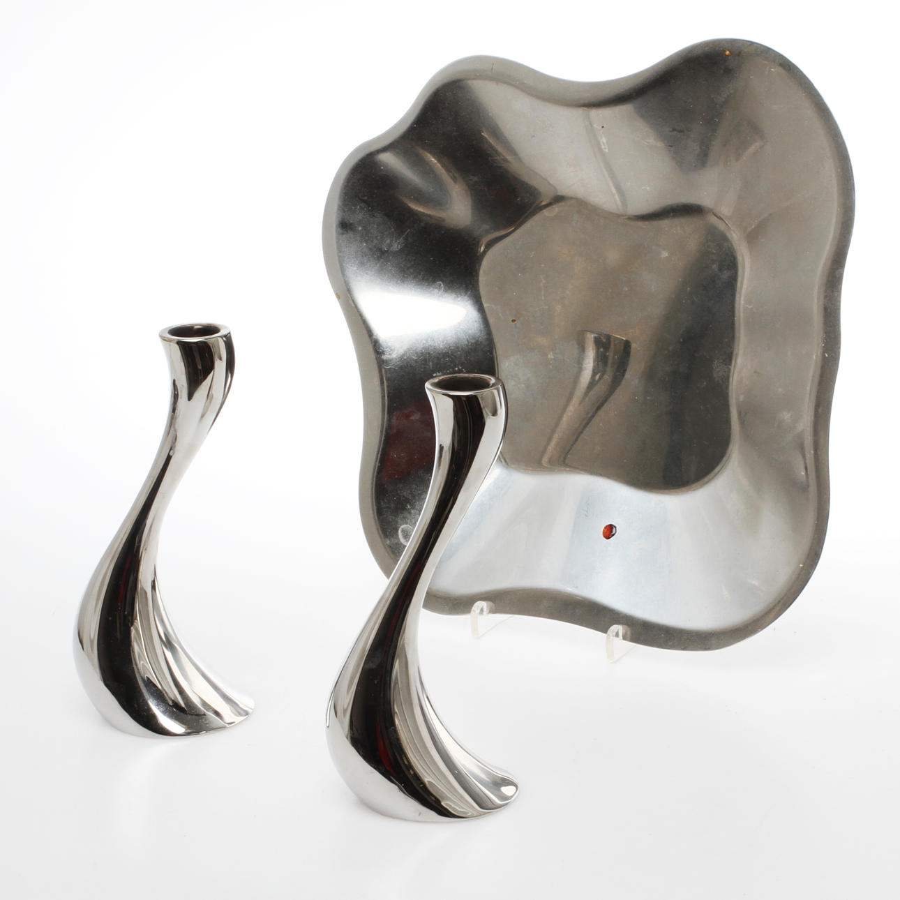 LJUSSTAKAR 1 par, stål, "Cobra" design Constantin Wortmann, Georg Jensen samt FAT, stål, Alvar Aalto, Iittala.