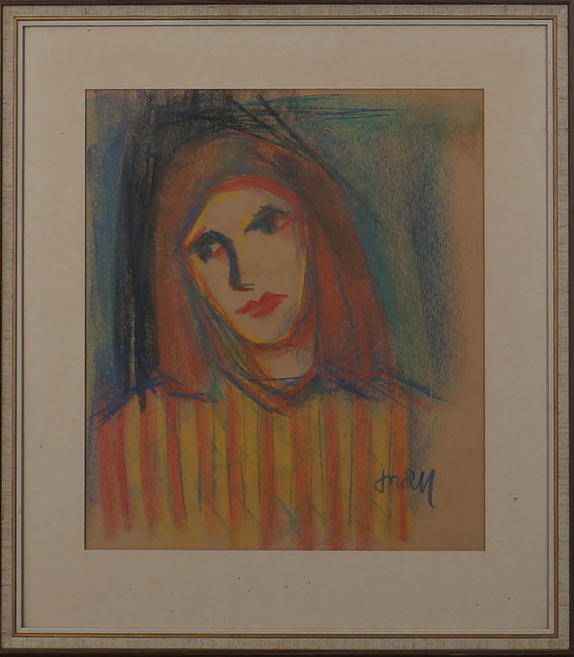 IVAN JORDELL. Kvinna. Pastell/krita. Signerad Jordell.