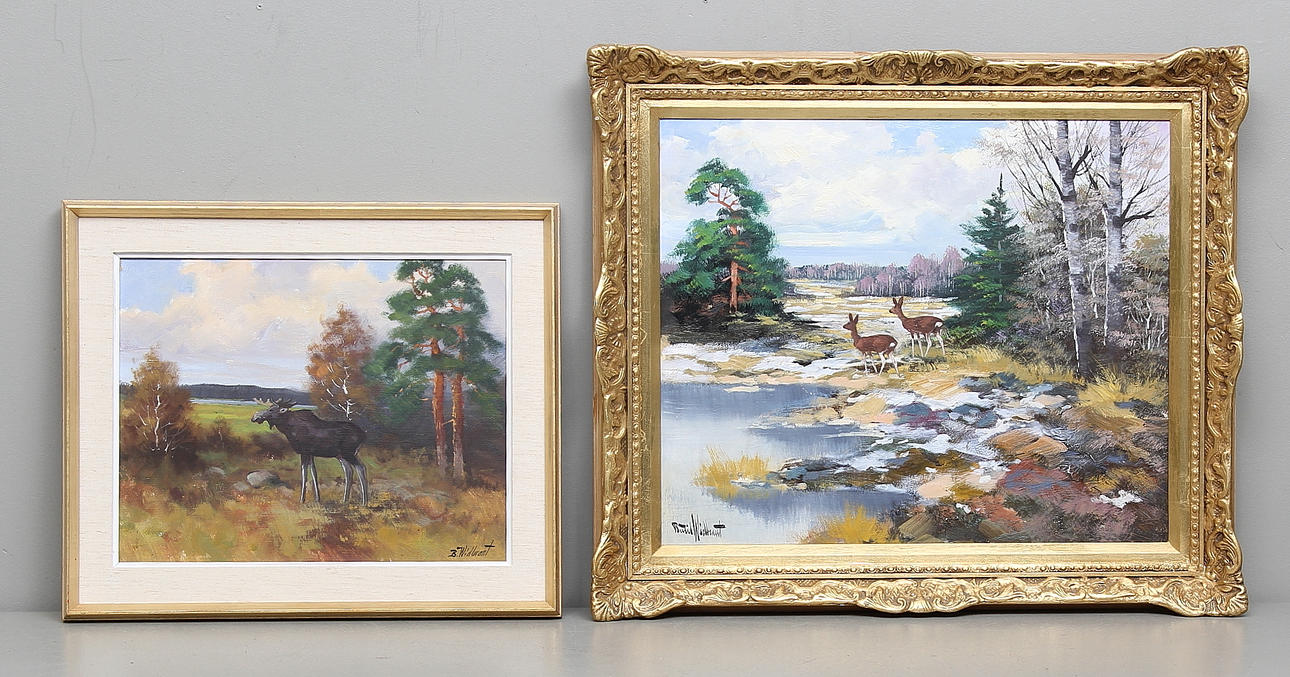 BERTIL WIBRANT. 2 st, olja på duk, signerade.