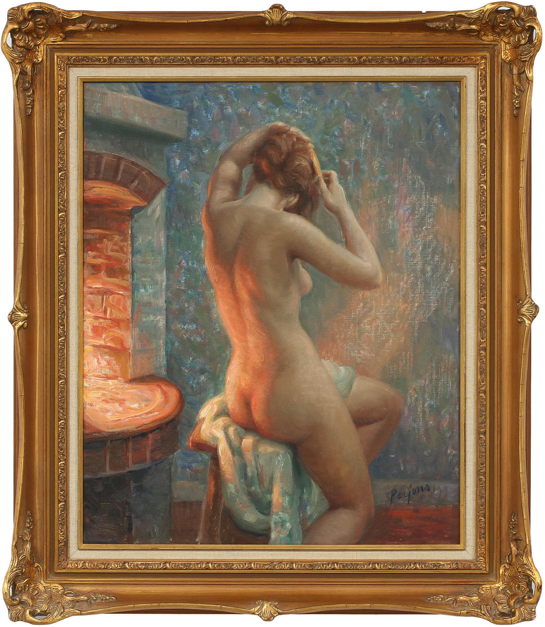 PER HILDING PERJONS. kvinna, olja på duk, signerad.