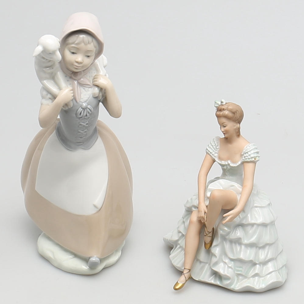 FIGURINER. 2 st. Porslin. Wallendorf samt Nao.