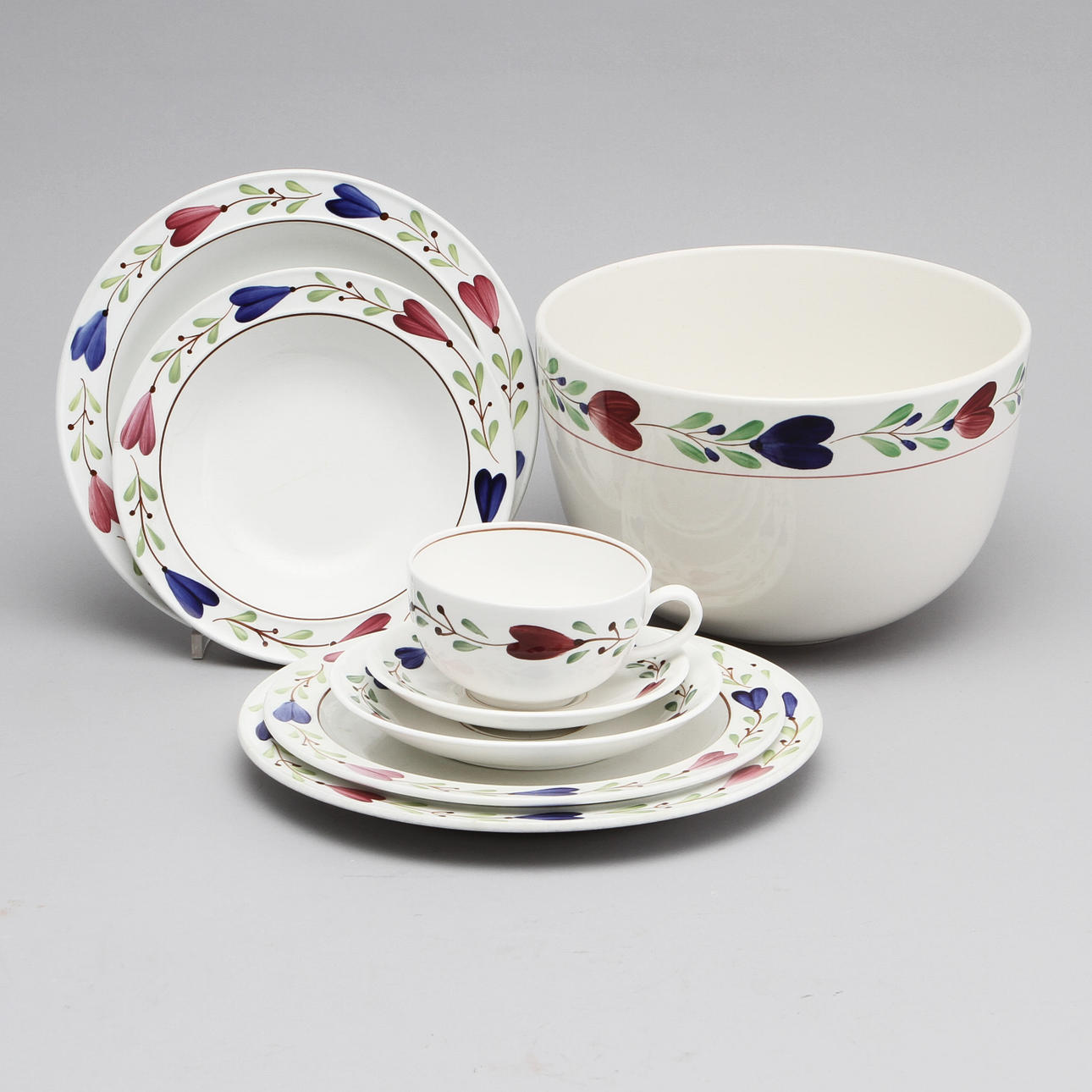 SERVISDELAR, 14 st, "ranka samt Leksand", Stig Lindberg, Gustavsberg.