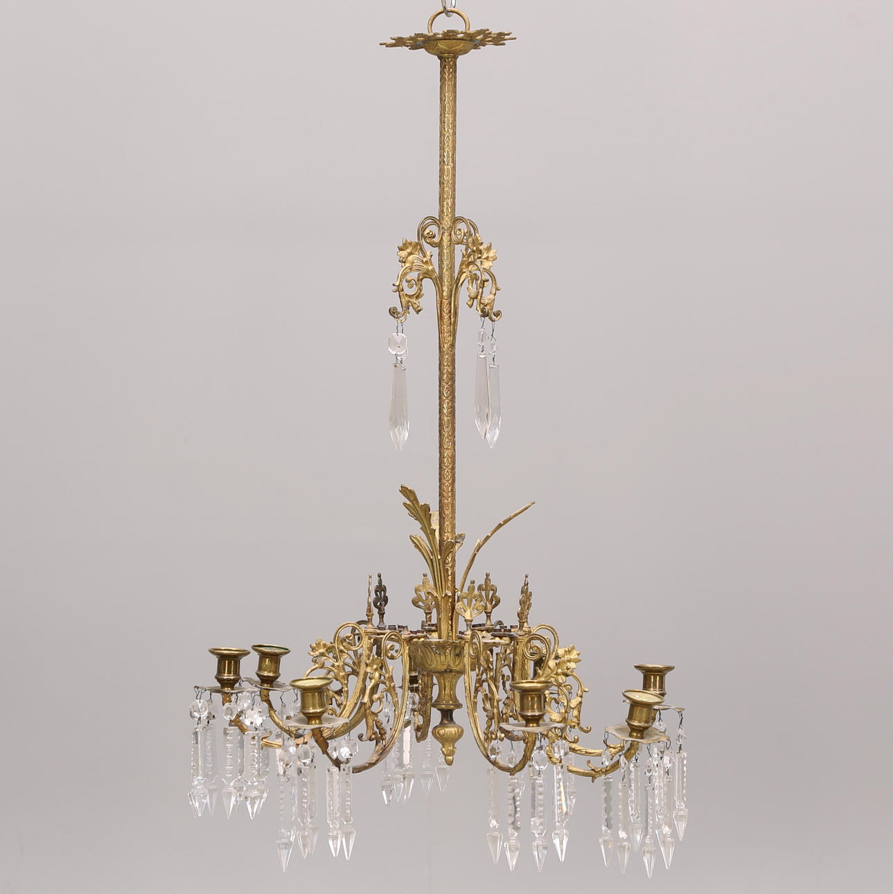 LJUSKRONA, Oskariansk stil, 8 ljusarmar, höjd 75 cm.