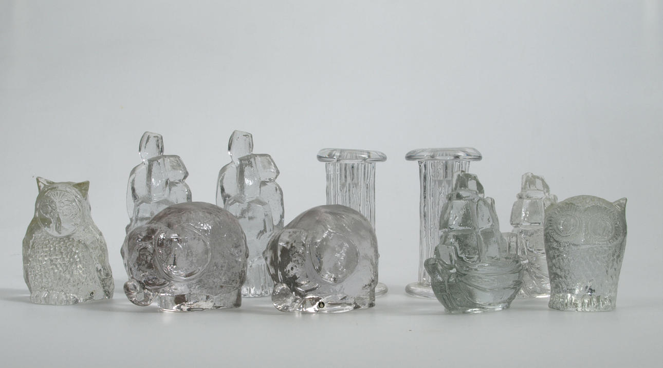 UNO WESTERBERG. Skulpturer, glas, 10 stycken, Pukeberg.
