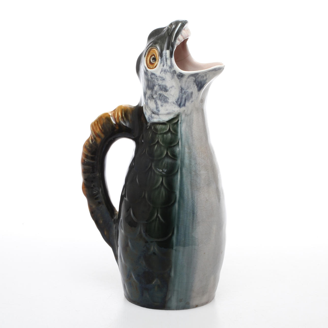 KANNA, keramik, Rörstrand, i form av sjöodjur, 1800/1900-tal.