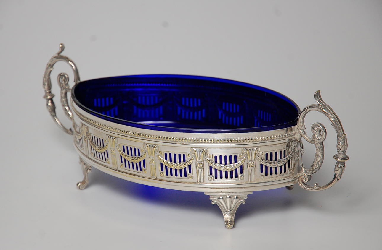 JARDINJÄR, glas, nysilver, empire stil, 1900-tal.