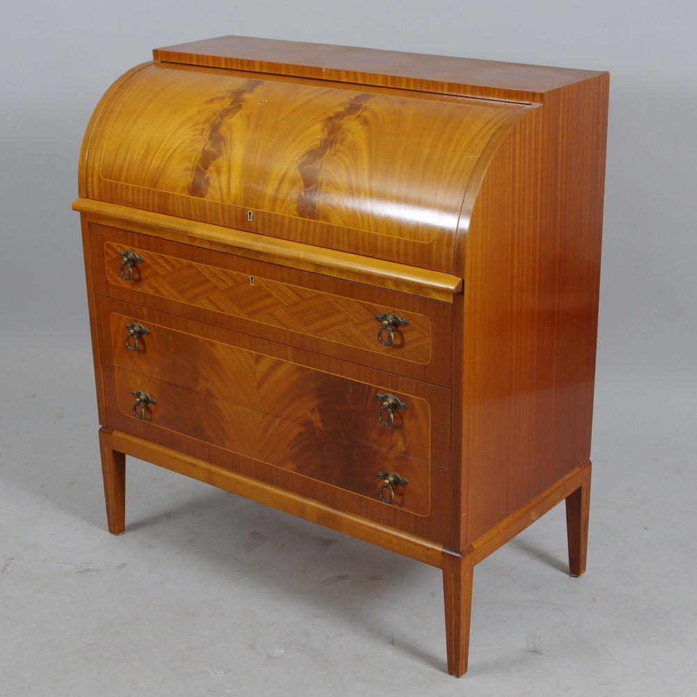 RULLKLAFFSSEKRETÄR, mahogny, 1900-talets mitt.