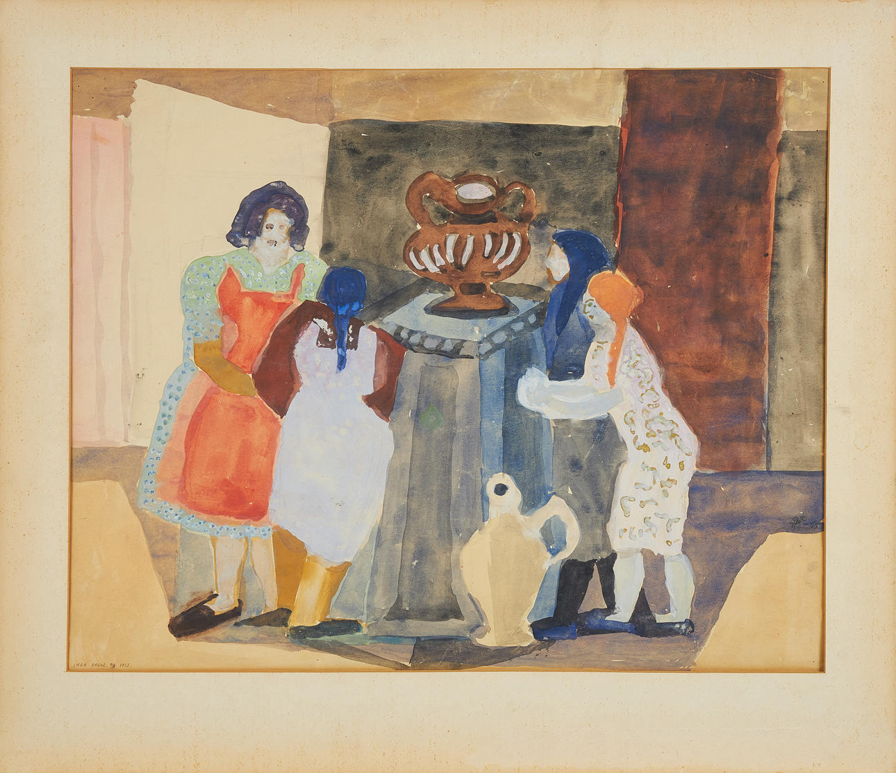 INGA BAGGE. figure composition, watercolour, signed and dated 1955.