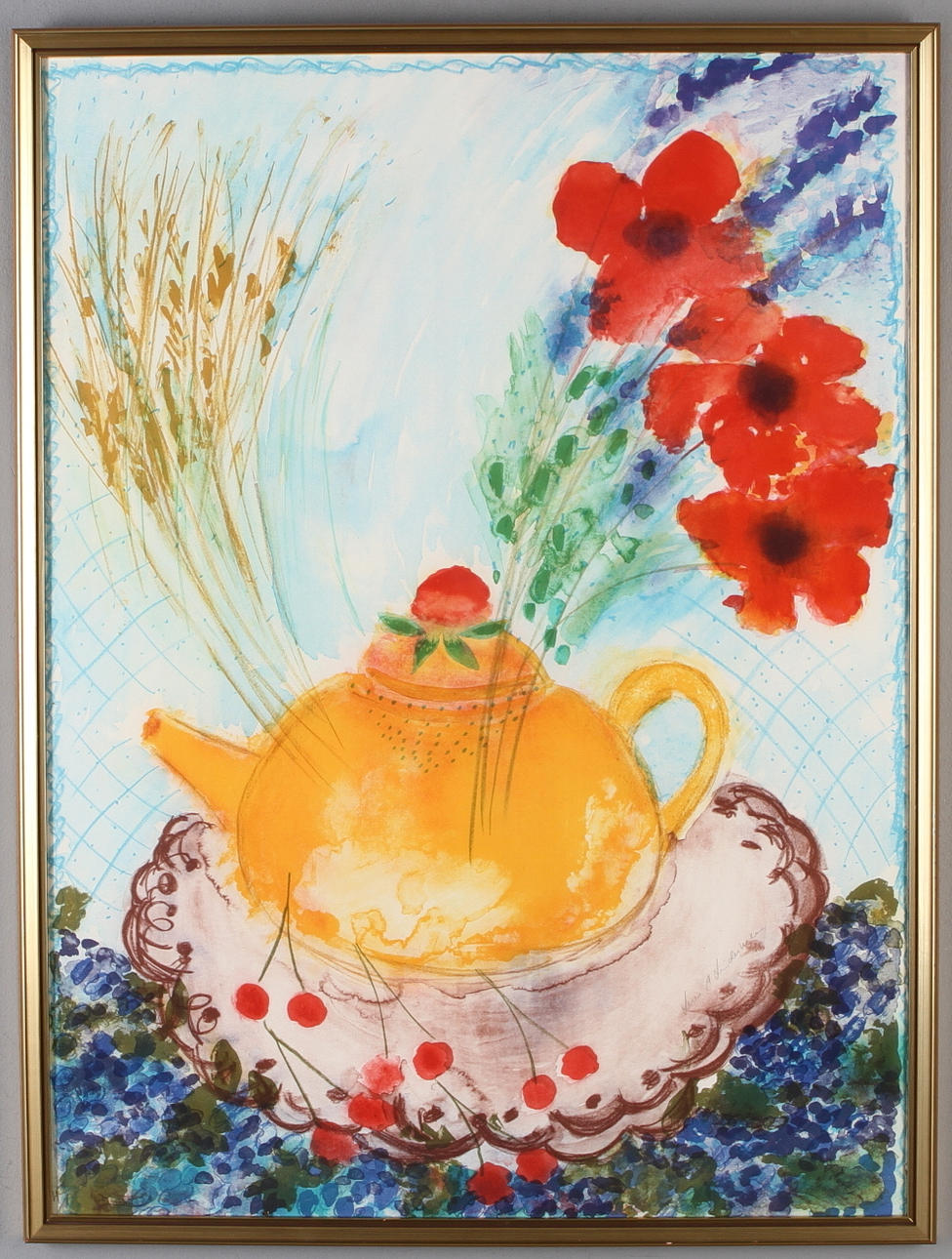 LENA LINDERHOLM. kaffepanna, litografi, signerad och numrerad 4/225.