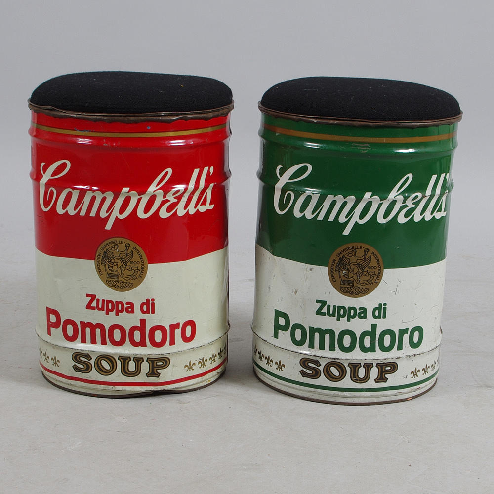 SIMON GAVINA, pallar, 2 stycken, "Omaggio to Andy Warhol".