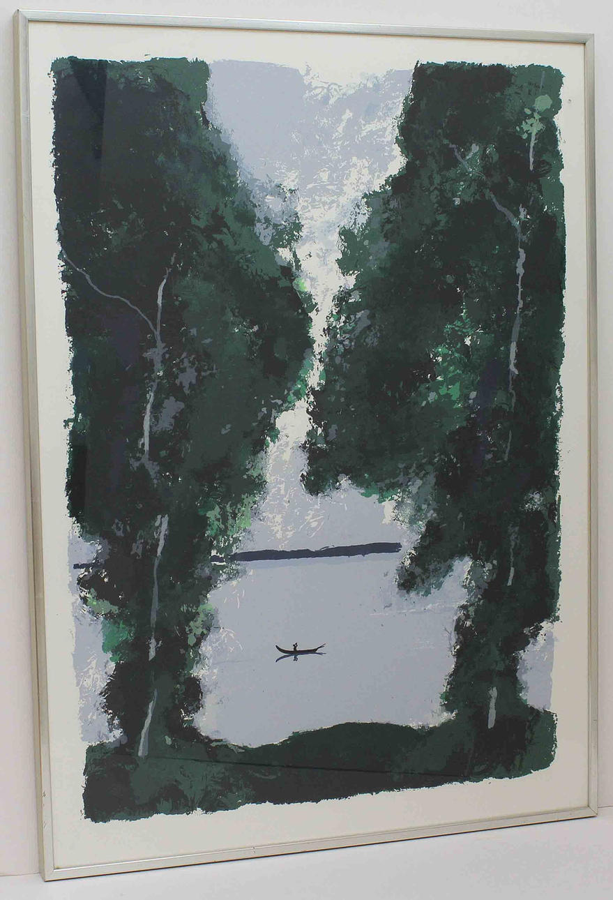 Parti konst (5). Färglitografi och gouache. Bl.a. Arne Aspelin och Gunnar S. Malm.