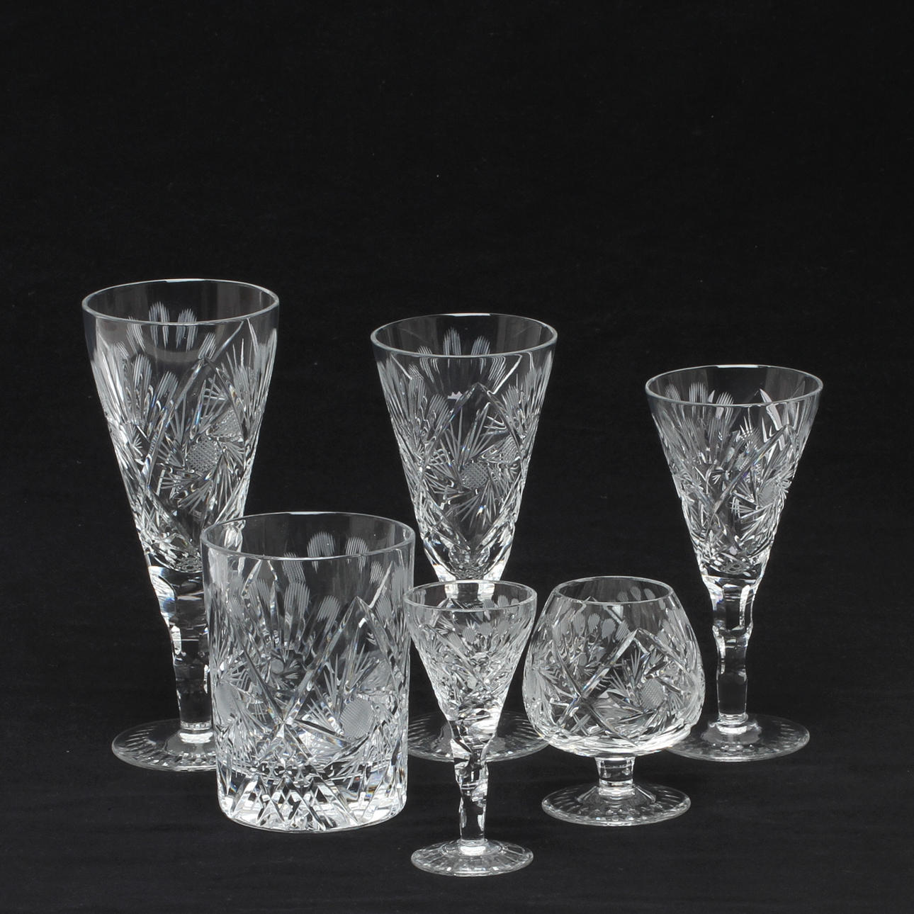 GLASSERVIS, 64 delar, slipad dekor, 1900/2000-tal.