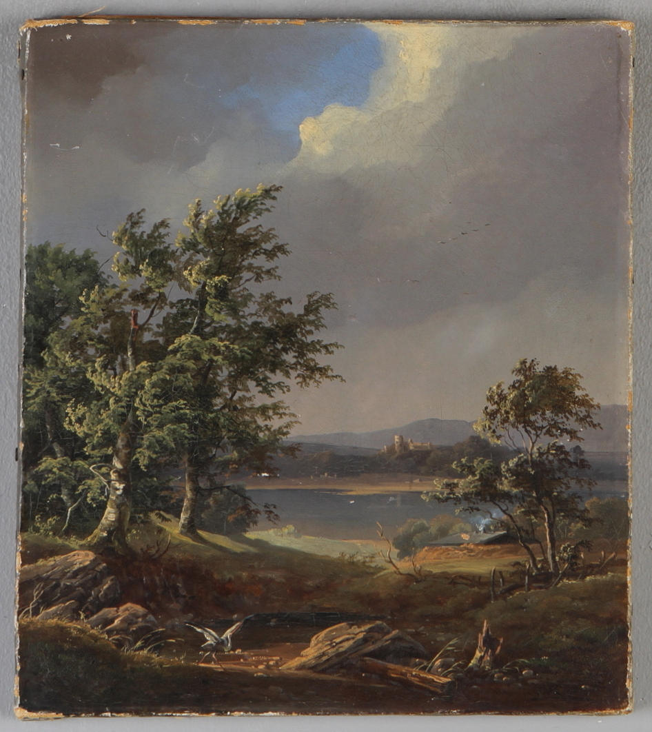 OIDENTIFIERAD KONSTNÄR. Landskap, olja på duk, monogramsignerad CK samt otydlig daterad, 1800-tal.