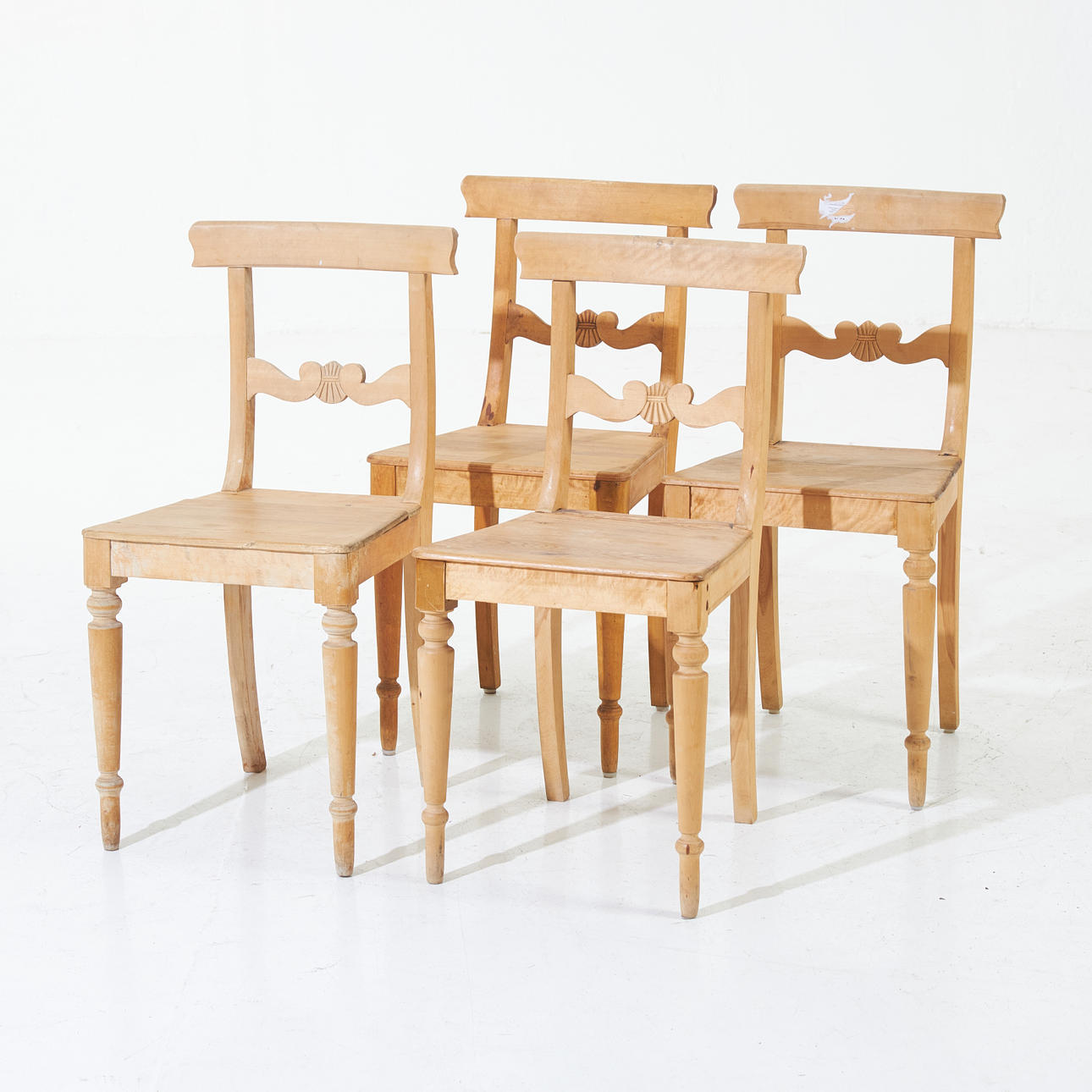 CHAIRS, 4 pcs, commoner, pine, 19th century.