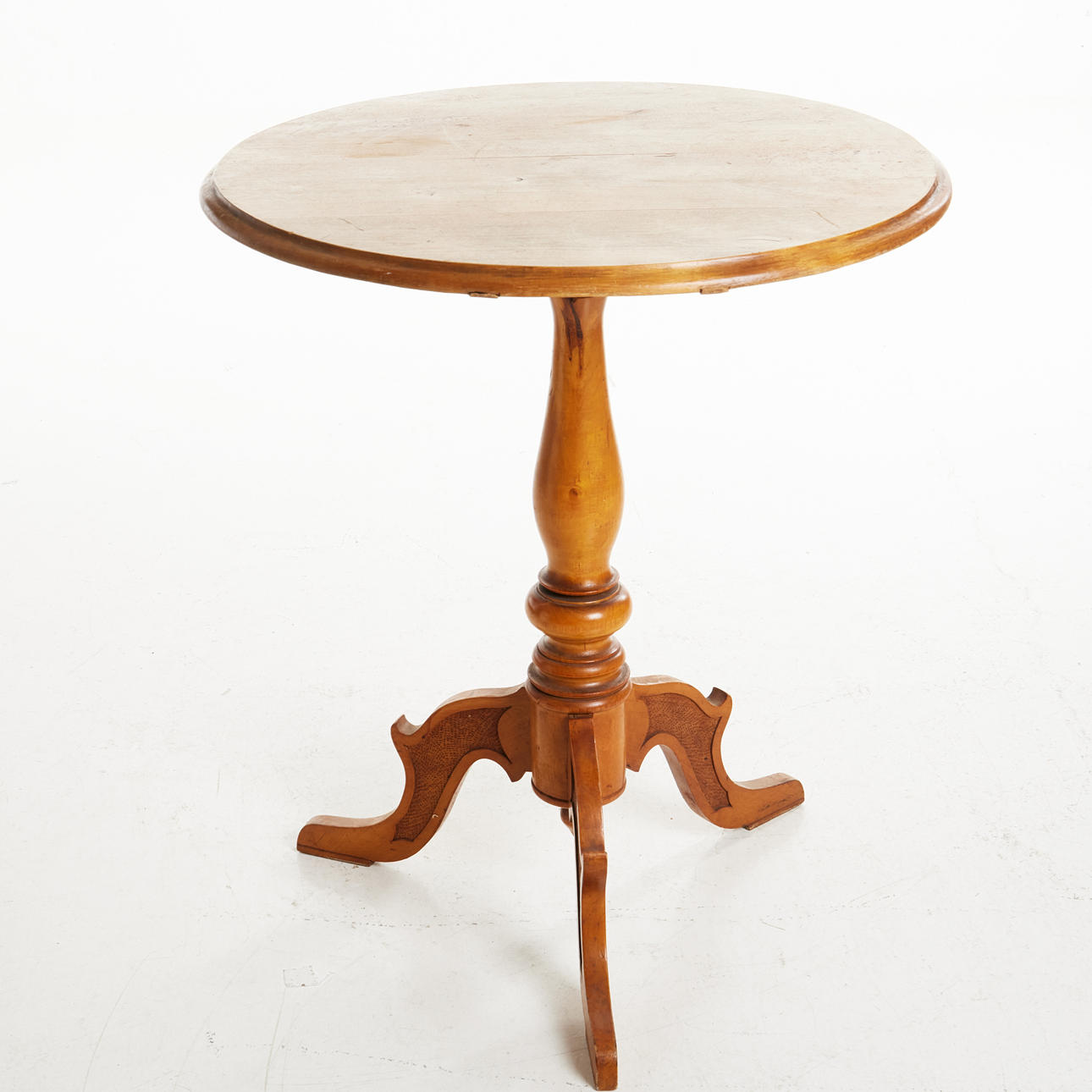 PILLAR TABLE, birch, around 1900.