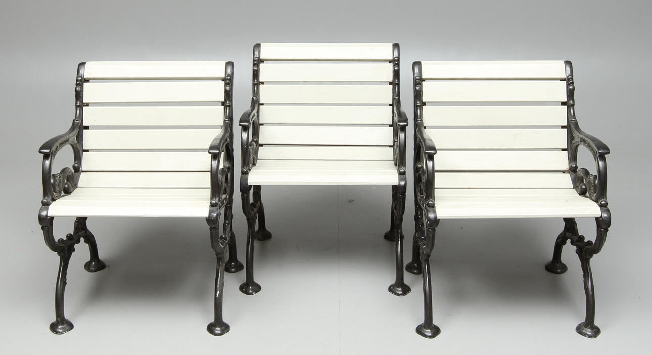 TRÄDGÅRDSSTOLAR, 3 st, gjutgärn, 19/2000-tal.