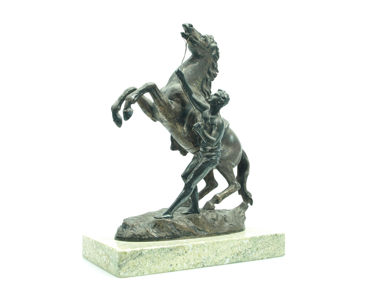 METALLSKULPTUR, på stensockel, tidigt 1900-tal.