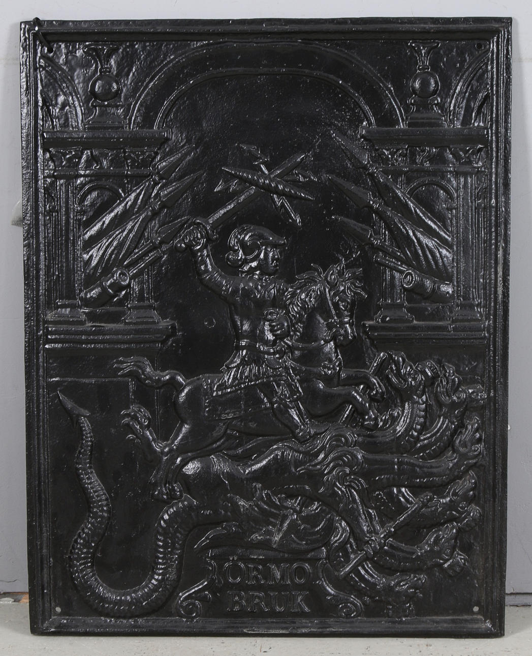 SÄTTUGNSPLATTA, gjutjärn, St. Göran och Draken, Örmo Bruk.