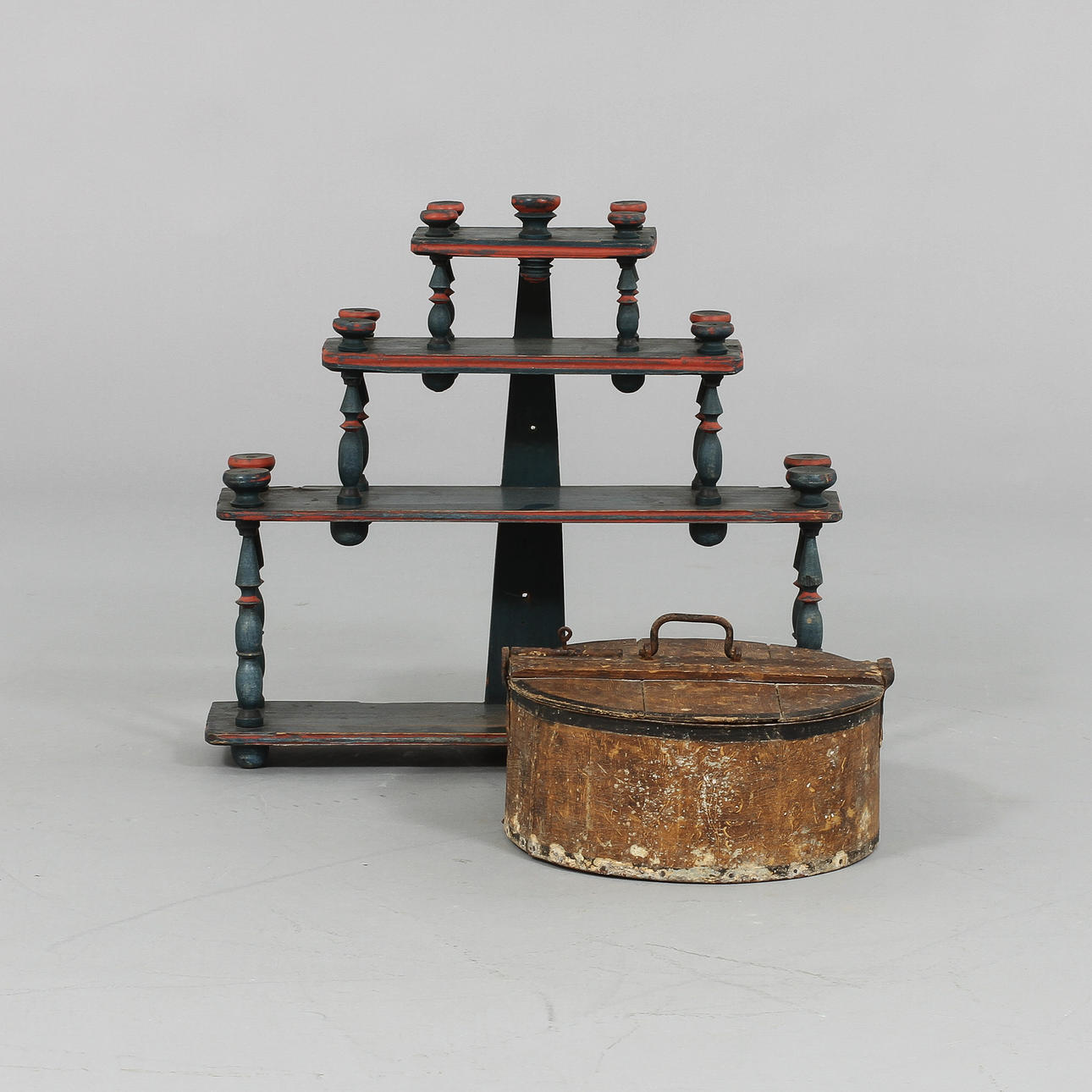 LOCKASK samt HYLLA, allmoge, 1800-tal.