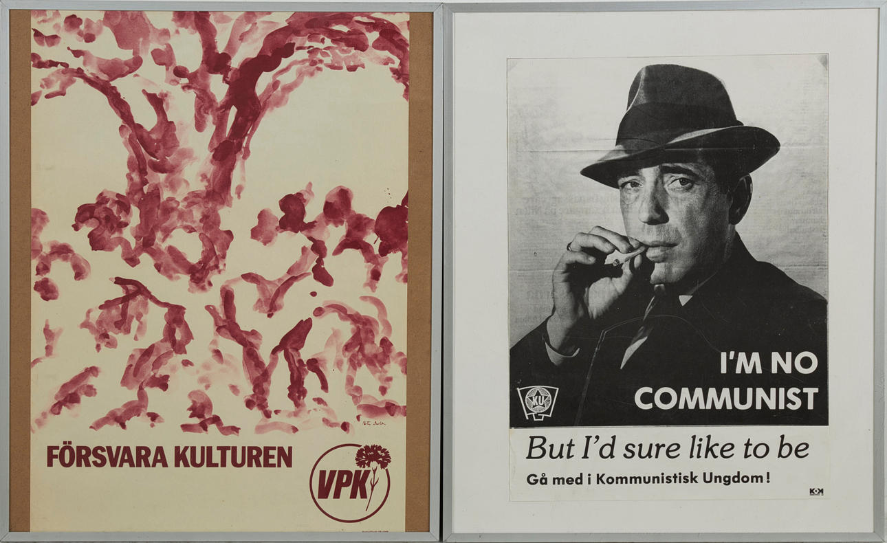 POSTERS, 2 pcs, "Defend culture" after PETER DAHL, for VPK, "I'm no communist, but I'd like to be" for Communist Youth, second half of the 20th century.