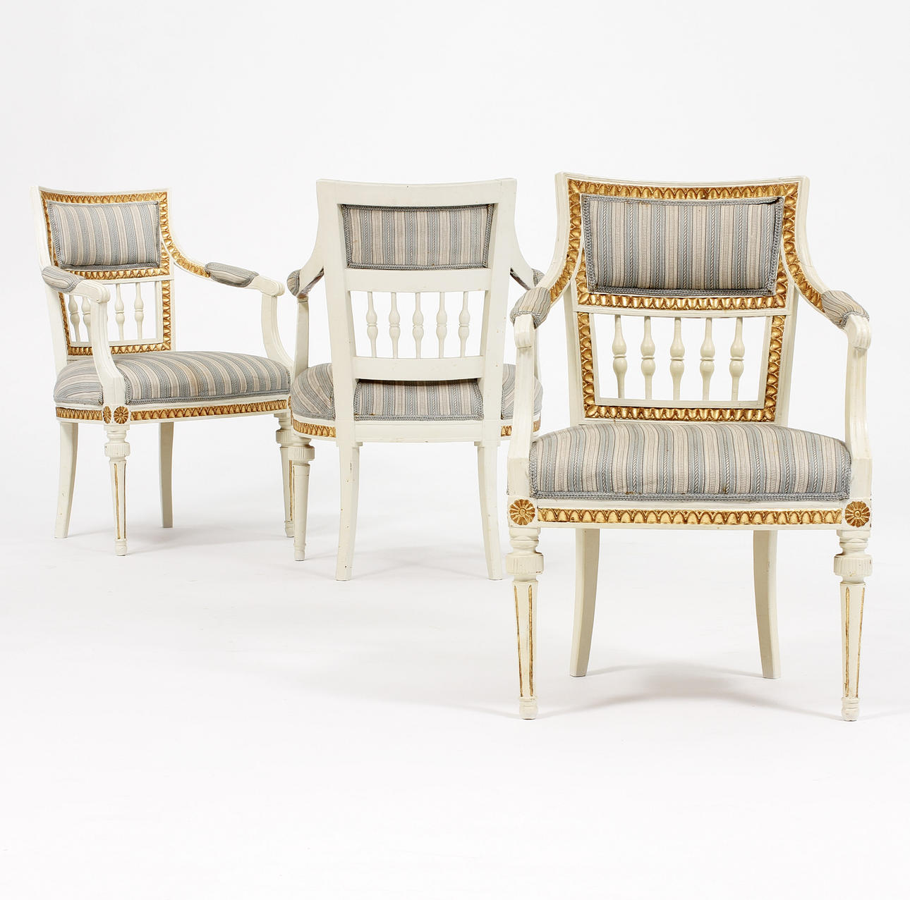 KARMSTOLAR, tre stycken, gustavianska, Lindome 1700-talets slut.