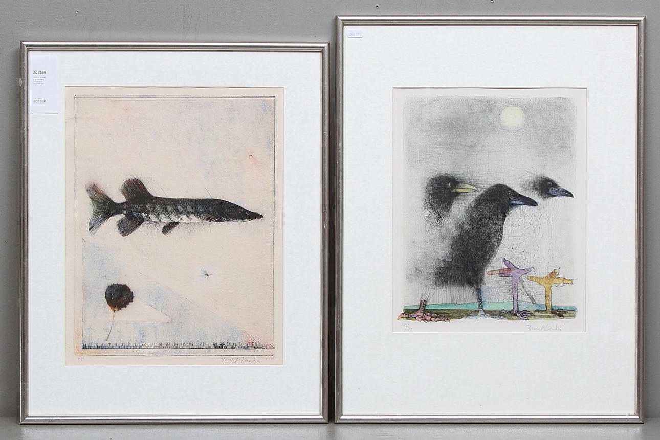 BENGT LANDIN. 2 st, provtryck och litografi, signerade.